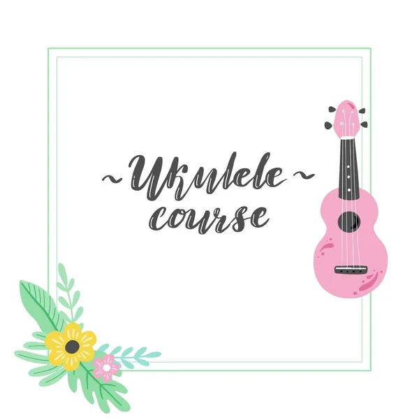 Ukulele di stile trendy disegnato a mano. Illustrazione vettoriale . — Vettoriale Stock