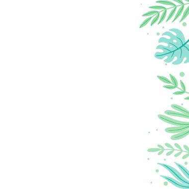 Metin dekorasyonu için tropik yaprak çerçevesi. Vektör illüstrasyonu.