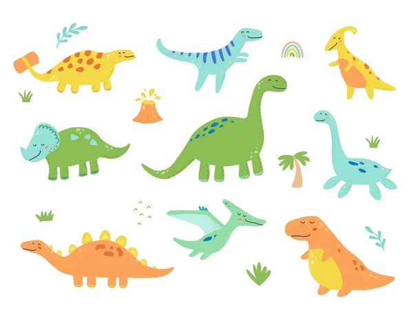 Cute dinosaur set for kids. Vector illustration. — Stock Vector