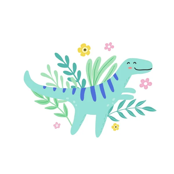 Roztomilý dinosaurus ručně kreslený styl pro děti design. — Stockový vektor