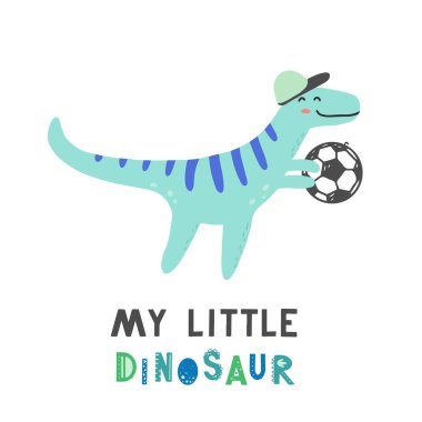 Çocuk tasarımı için el yapımı şirin bir dinozor..