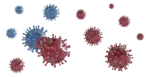 Virus and mutations process 3d illustartion. 3d render.