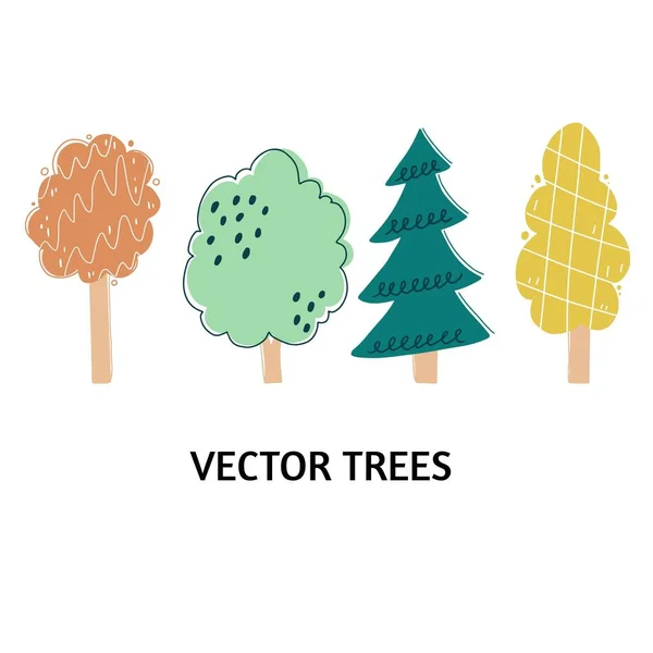 Set of cartoon tree. Vector illustration. — Stock Vector