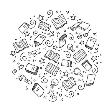 El çizimi kitap karalama elementleri.