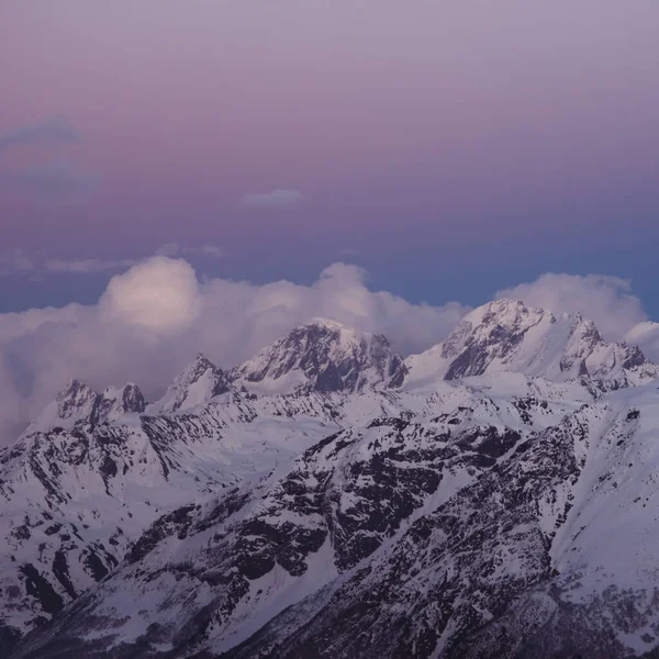 Snowy Mountain Peaks Beautiful Landscape Sunset — Stock Photo, Image
