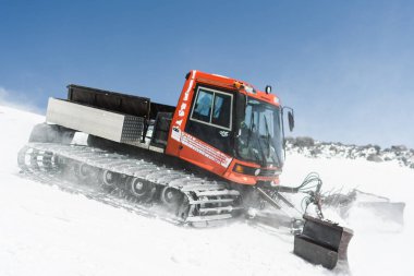 Caucasus / Russia - 12.04.2018 Group of climbers climbing mountain peaks.