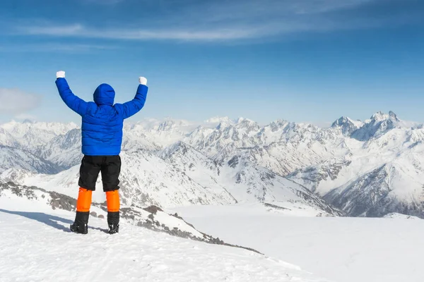 Cáucaso Rusia 2018 Grupo Escaladores Escalando Picos Montaña Fotos de stock libres de derechos