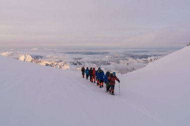 Caucasus / Russia - 22/05/2018 Group of climbers, acclimatization program in the mountains before climbing