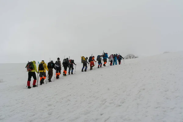 Cáucaso Rusia 2008 Grupo Escaladores Programa Aclimatación Las Montañas Antes —  Fotos de Stock
