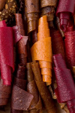 fruit rolls close-up. Useful sweets. Organic products clipart