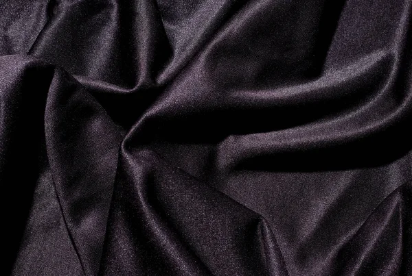 Текстура Фону Чорна Тканина Лежать Хвилі — стокове фото
