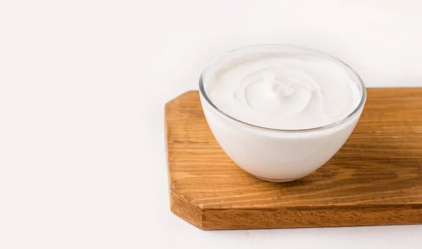 Leche Dahi Yogur Masa Madre India Sobre Una Tabla Madera — Foto de Stock