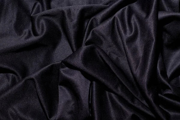 Черный Волнистый Ткань Фона Крупным Планом Копировальное Пространство — стоковое фото