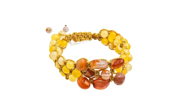 Amber ile altın iplik Shambala wattled bilezik