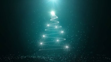 Soğuk kış Noel Baba festivali için Uzay Hareketi Noel ağacını kopyala. Kutlamayı siyah arka plan örtüsü ve lüks altınla, yeşil temalı beyaz parlayan yıldız ve kar tanecikleriyle kutla.