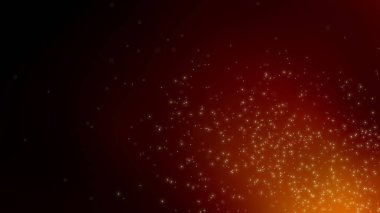 Altın sarısı beyaz yıldızların soyut hareketi, kutlama festivali için sarı şampanya arka planında baloncuklar oluşturur. Tatil dekorasyonu, duvar kağıtlarını dalga döndürme efektleriyle kaplar.