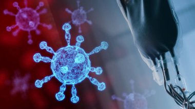 Hopital yatakta komadaki hasta ciddi bir enfeksiyon, koronavirüs, talasemi ve AIDS teşhisi nedeniyle doktor hemşirenin bakımıyla ilgileniyor. Virüs krizini atlatmak için sağlık teknolojisi tedavisine ihtiyacımız var.