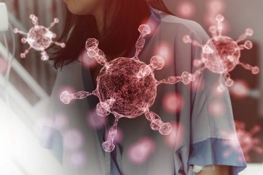 Hopital yatakta komadaki hasta ciddi bir enfeksiyon, koronavirüs, talasemi ve AIDS teşhisi nedeniyle doktor hemşirenin bakımıyla ilgileniyor. Virüs krizini atlatmak için sağlık teknolojisi tedavisine ihtiyacımız var.