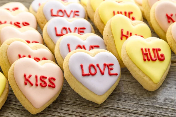 Conversation Heart Decorated Cookies — Stock Photo, Image