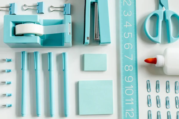 Blue School and Office Supplies — Stock Photo, Image