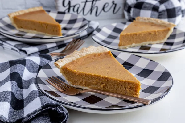 Fresh homemade pumpkin pie slices