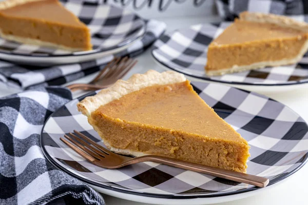 Fresh homemade pumpkin pie slices