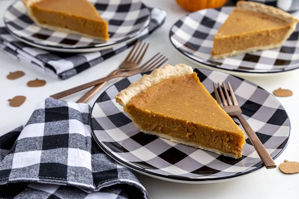 Fresh homemade pumpkin pie slices