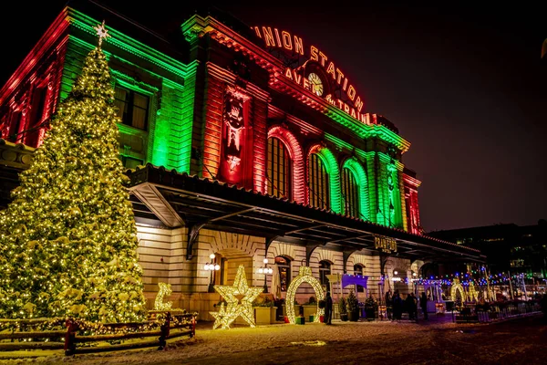 Iluminación de vacaciones de Denver Union Station —  Fotos de Stock