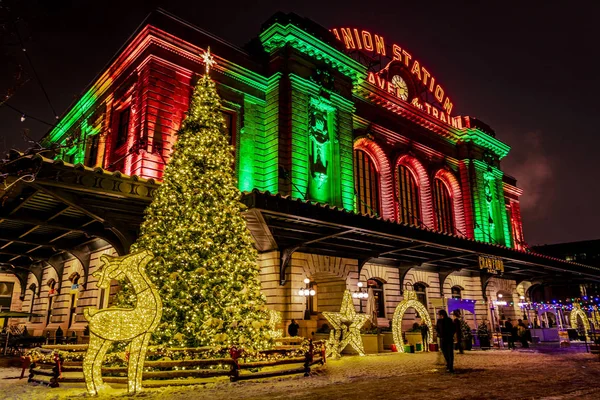 Iluminación de vacaciones de Denver Union Station —  Fotos de Stock