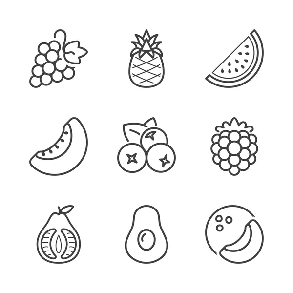 Basic fruits thin line icons 2 — Stock Vector