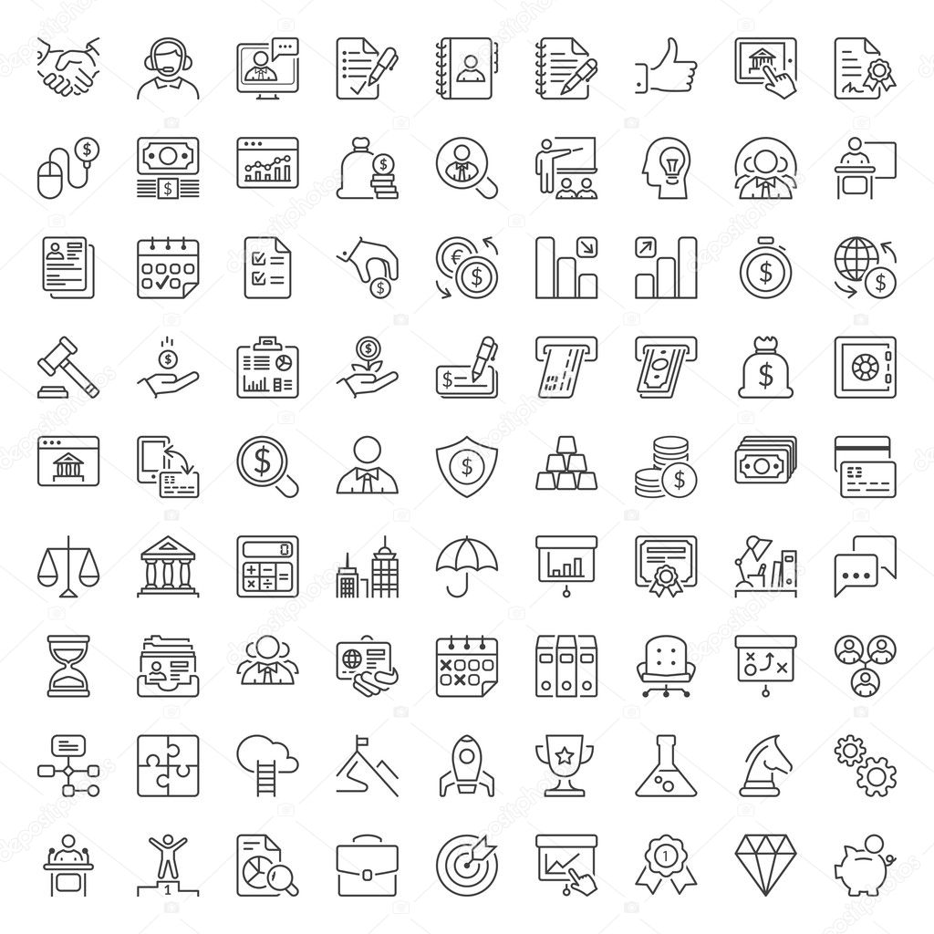 business and finance thin line iconset