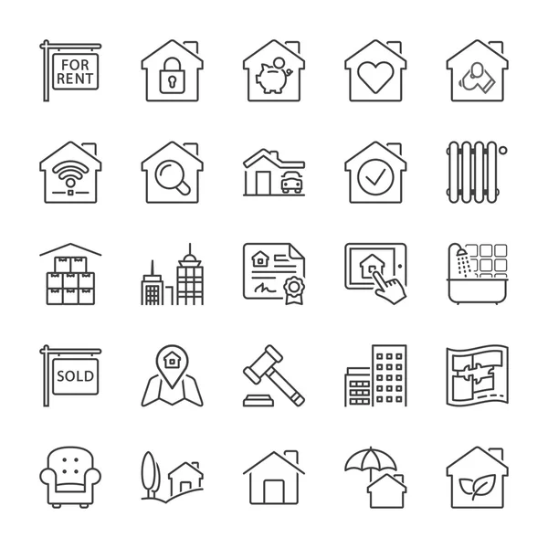 建筑和房地产线 iconset 1 — 图库矢量图片