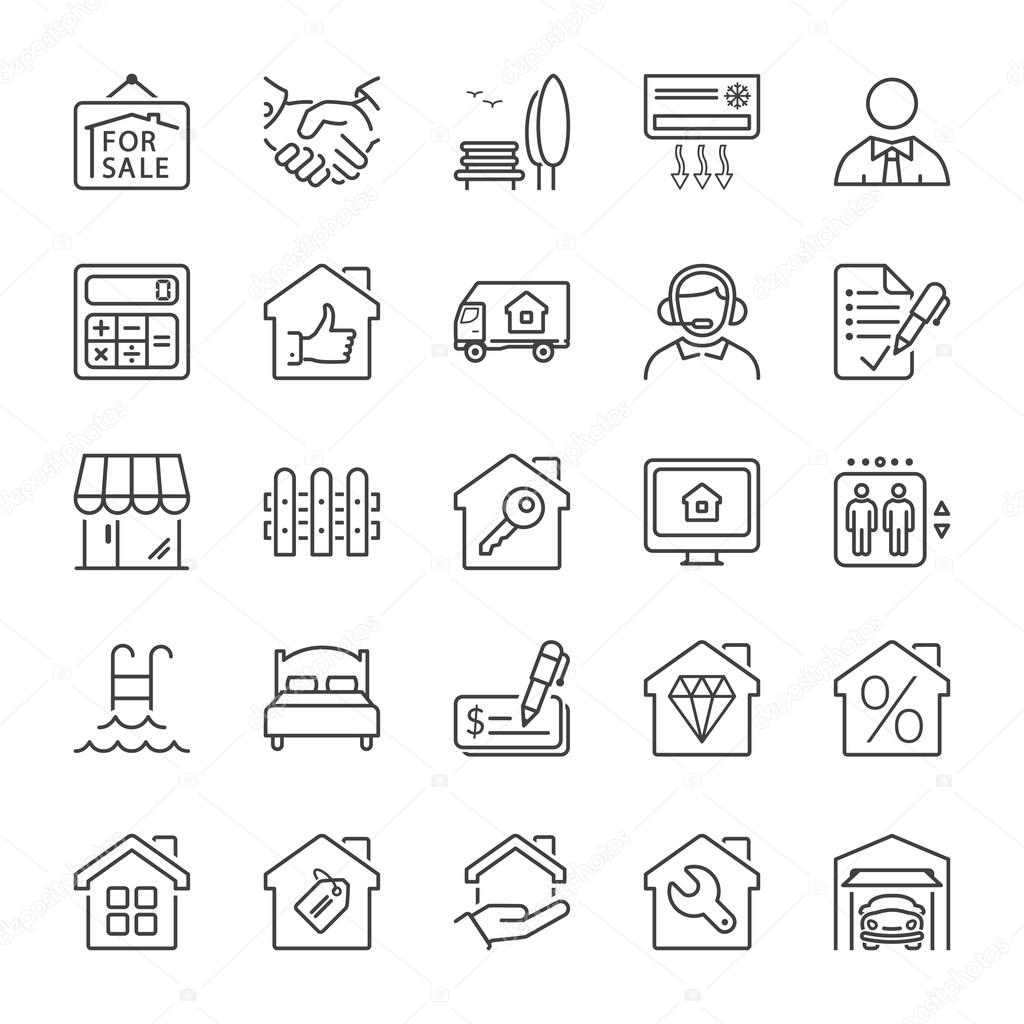 building and real estate line iconset 2