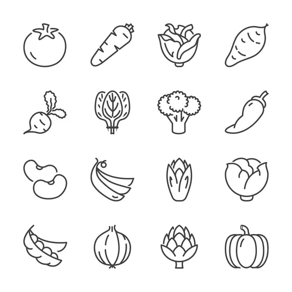 Ícones de linha de legumes 2 — Vetor de Stock