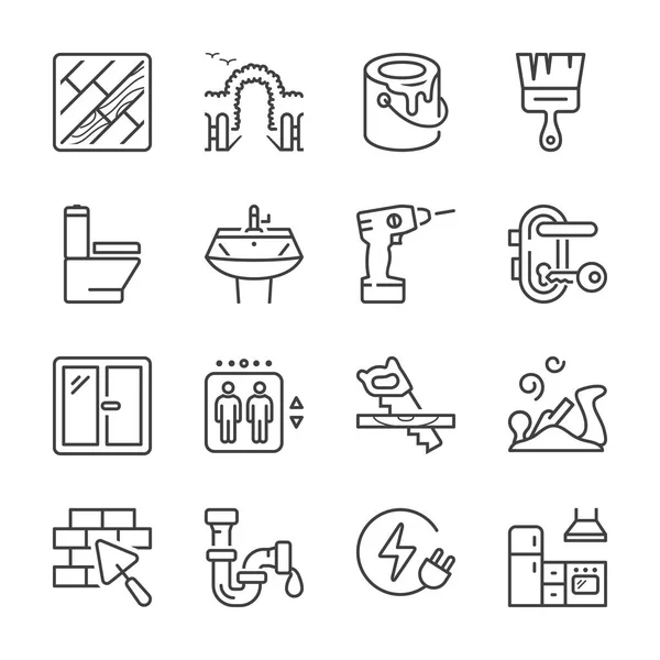 Home repair and maintenance thin line icons — Stock Vector