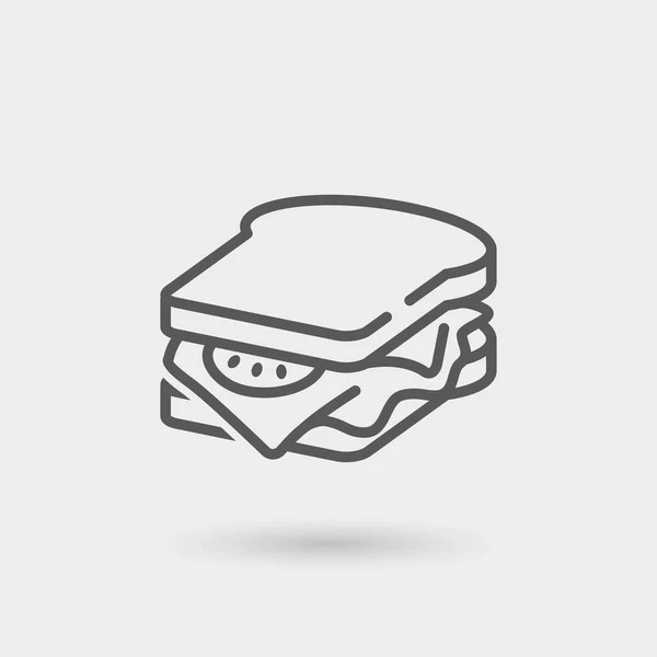 Ícone de linha fina sanduíche — Vetor de Stock