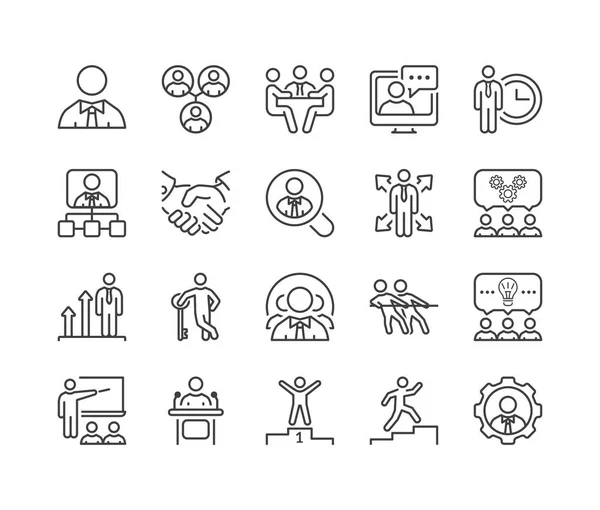 Business people thin line icon set — Stock Vector