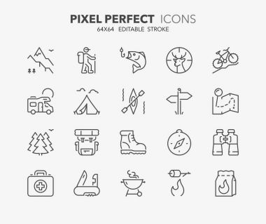 outdoor and camping thin line icons 1 clipart
