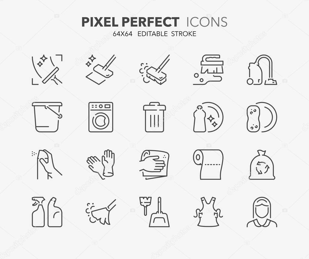 cleaning thin line icons