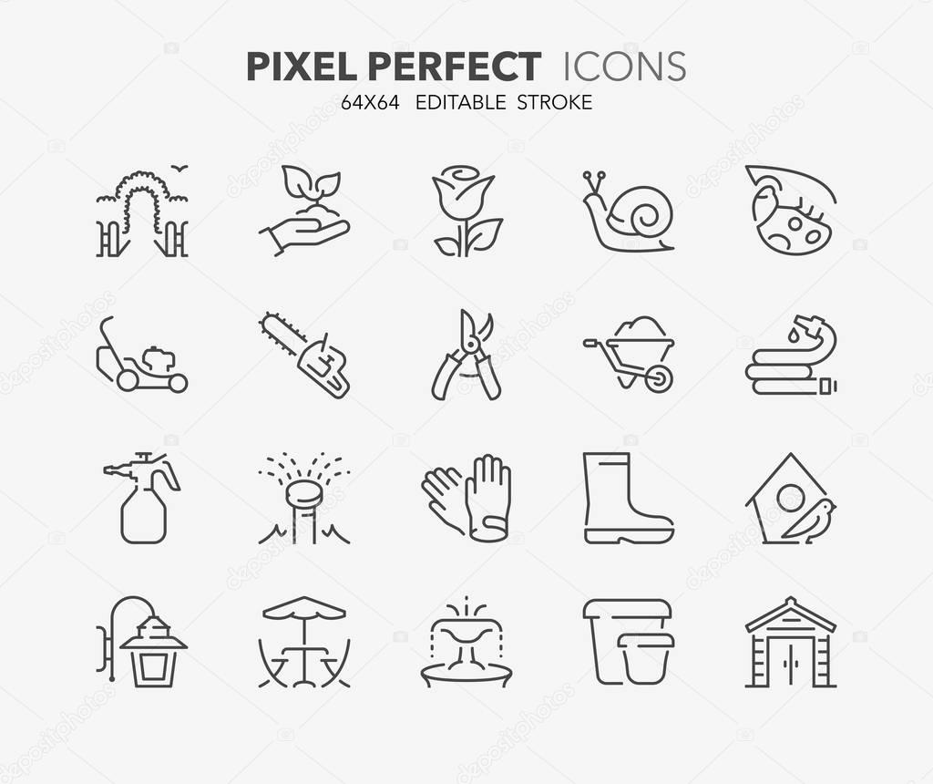 garden and seeding thin line icons 2