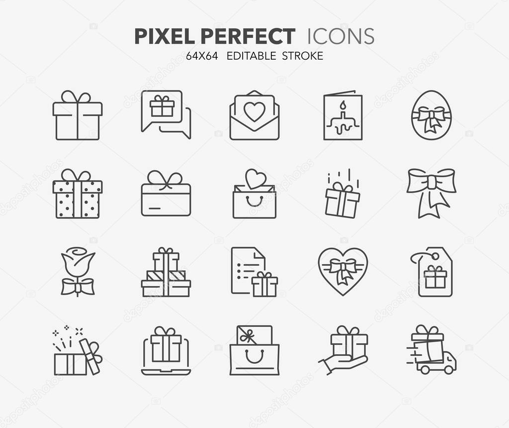 gifts thin line icons