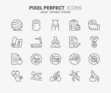 fitness and gym thin line icons 2 clipart