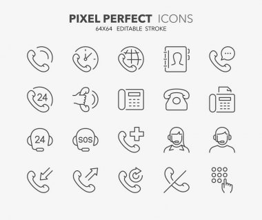 telefon görüşmeleri ince çizgi simgeler