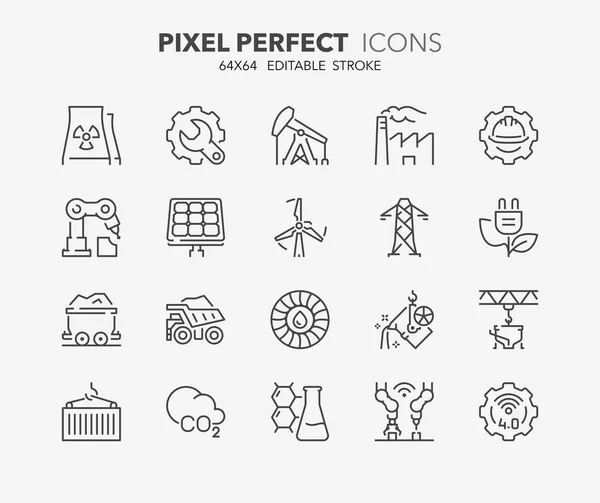 Heavy and power industry thin line icons — Stock Vector