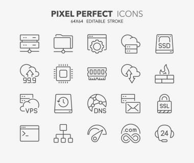 hosting thin line icons clipart