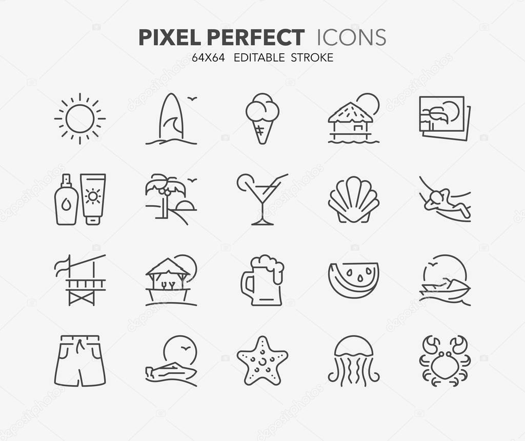 summer thin line icons 1