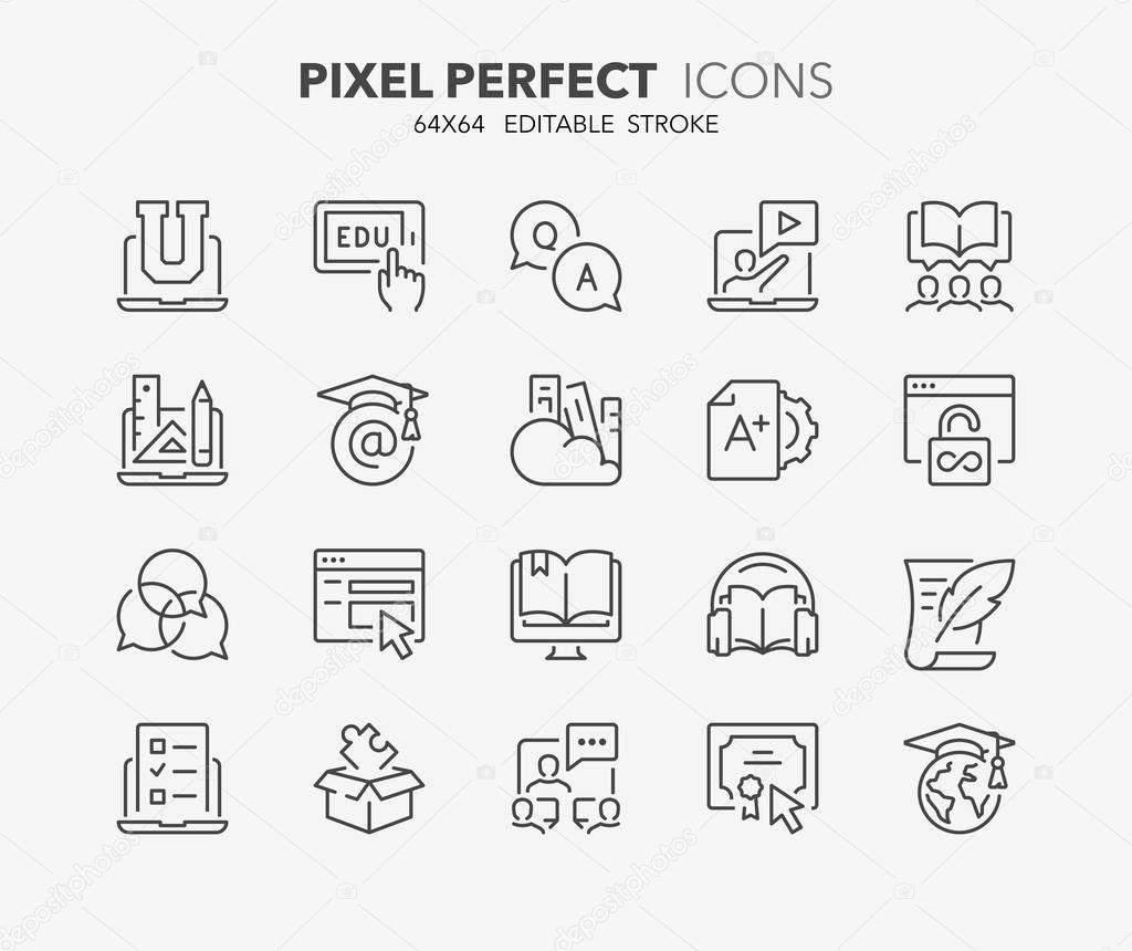 online education thin line icons