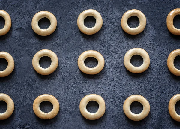 Bagels on a dark background. Russian sushki or baranki