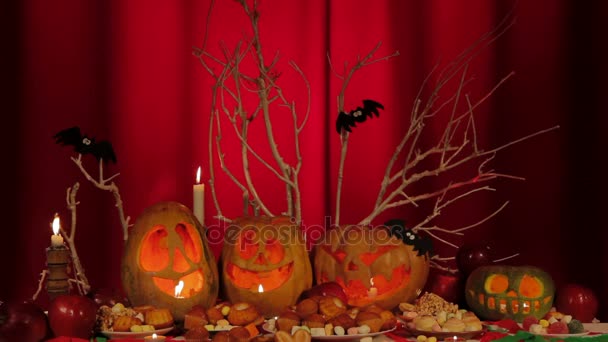 Composition Of Pumpkins At Halloween — Stock Video