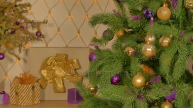 Süslü Noel ağacı çelenk arka planı